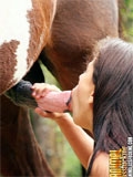Girl sucking a horse